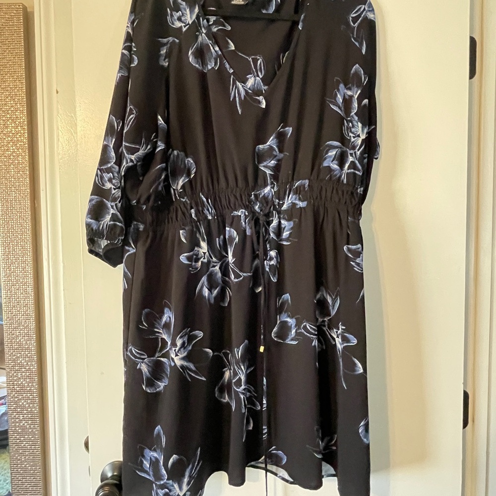 City Chic Black and White Floral Midi Dress
